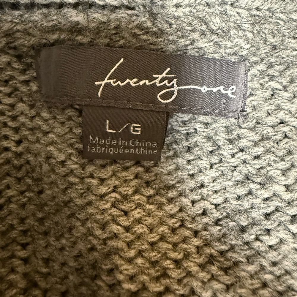 Twenty one Large Ruffle Gray Women's Sweater with Tie Front running small - Picture 3 of 4